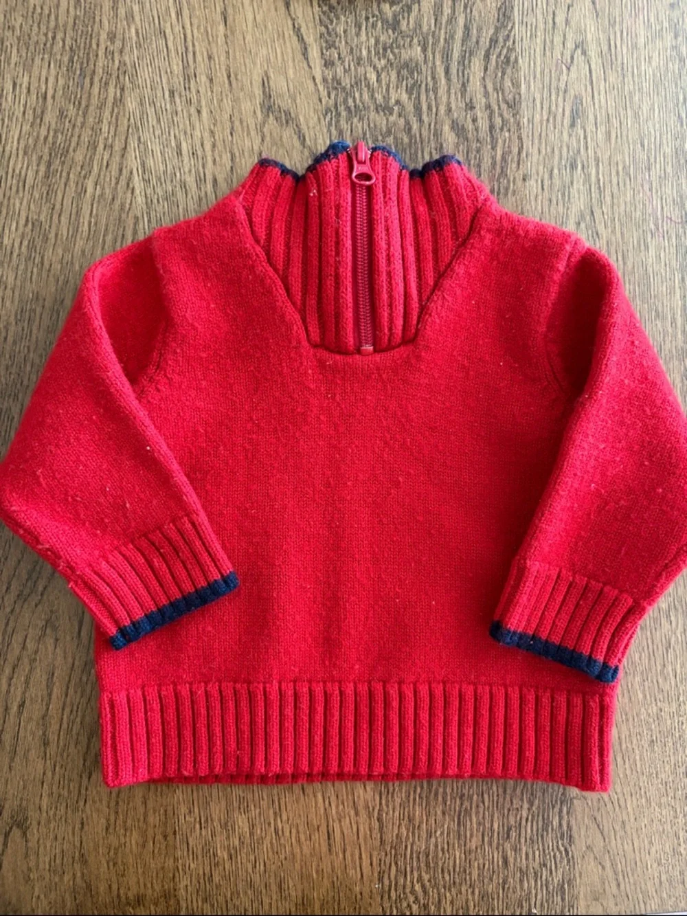 VINTAGE 2005 Baby GAP Factory Red 1/4 Zip Wool Blend Sweater